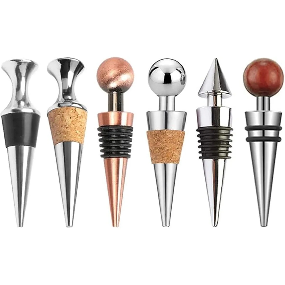 Chrome Plated Cork Stainless Steel Wine Bottle Stopper 3
