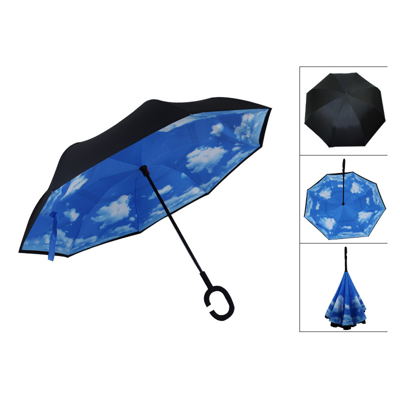 Inverted Reverse Umbrella with C-Shaped Handle 3