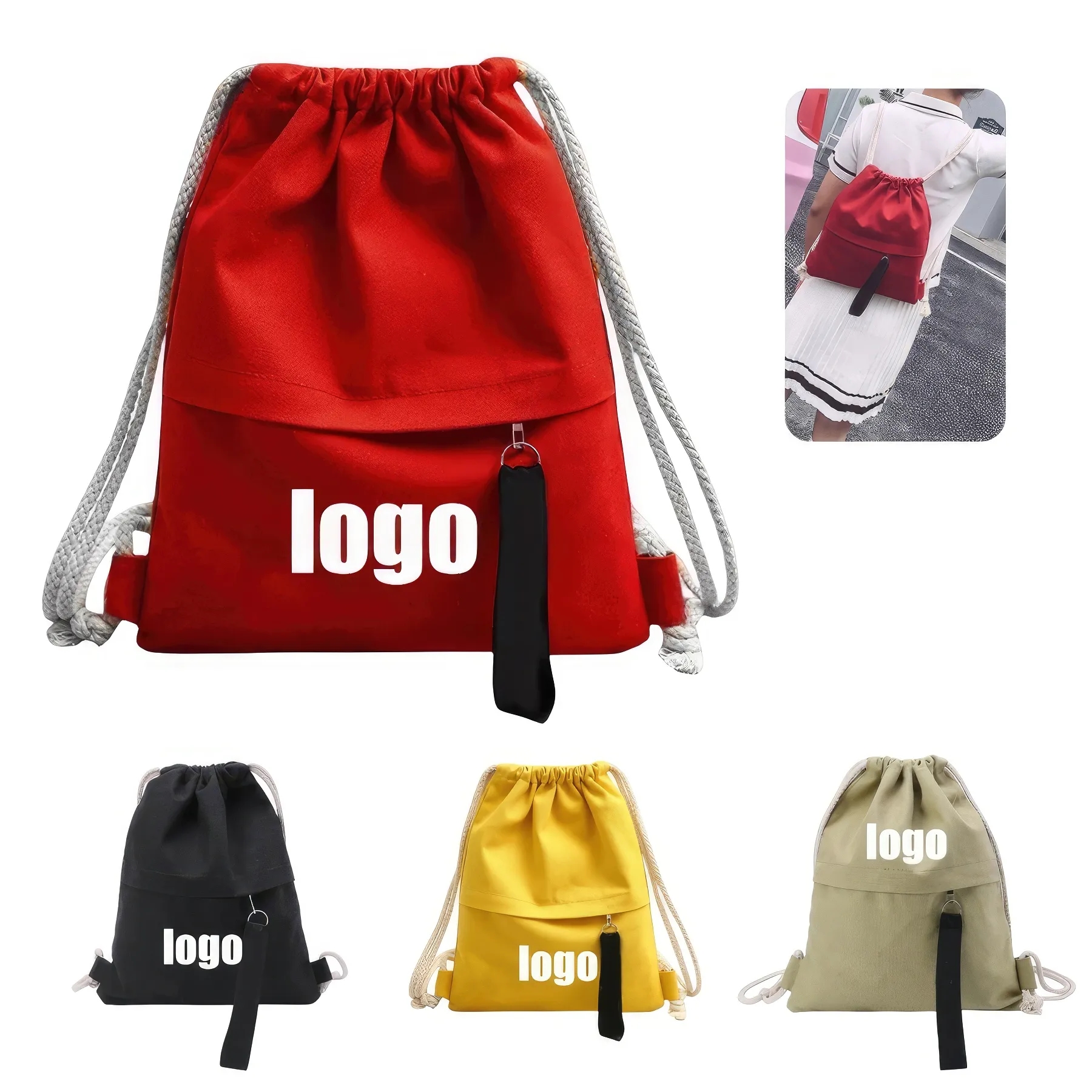 Drawstring Backpack & Sport Storage Canvas Bag 2