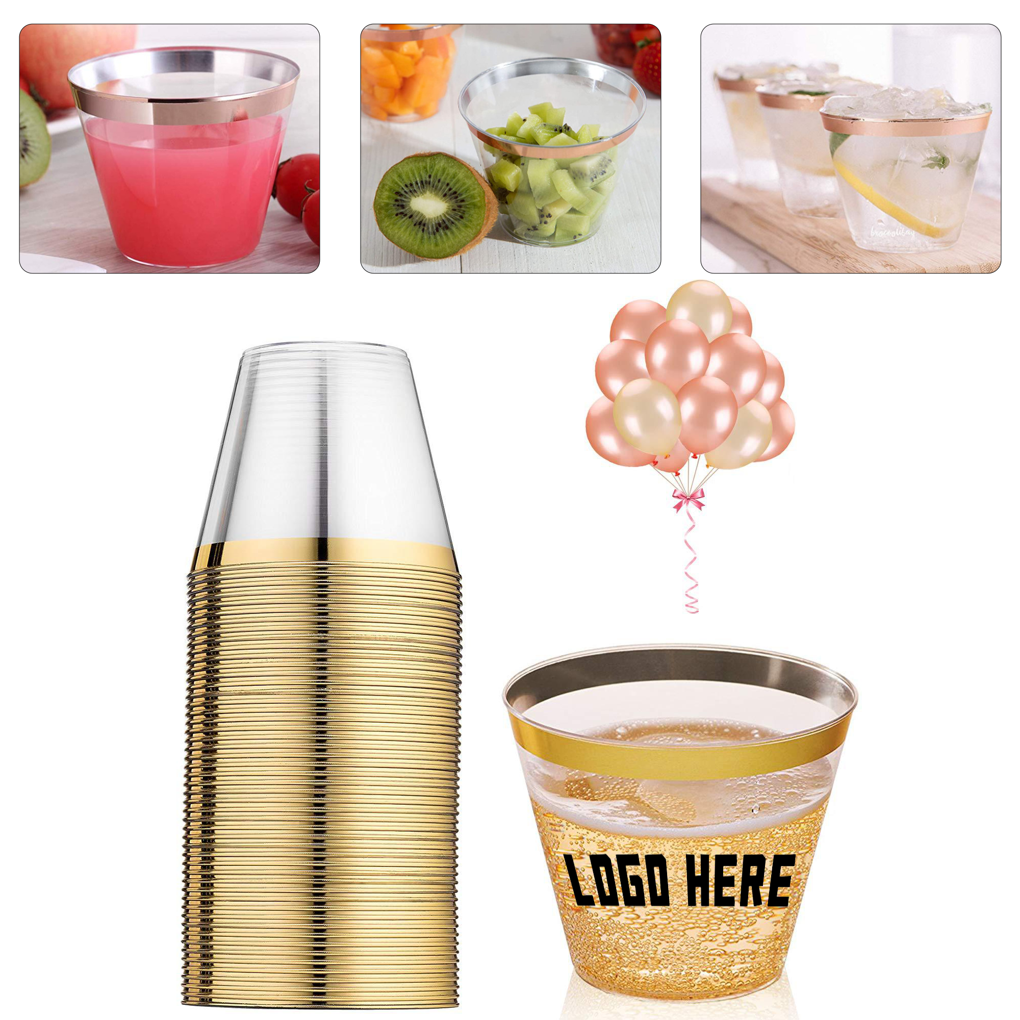 Disposable Clear Plastic Cups - 9 oz 2