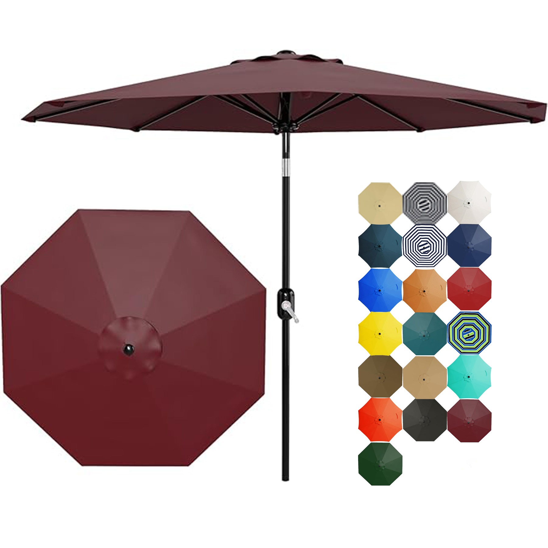 Crank Lift Button Tilt Outdoor Table Umbrella 22