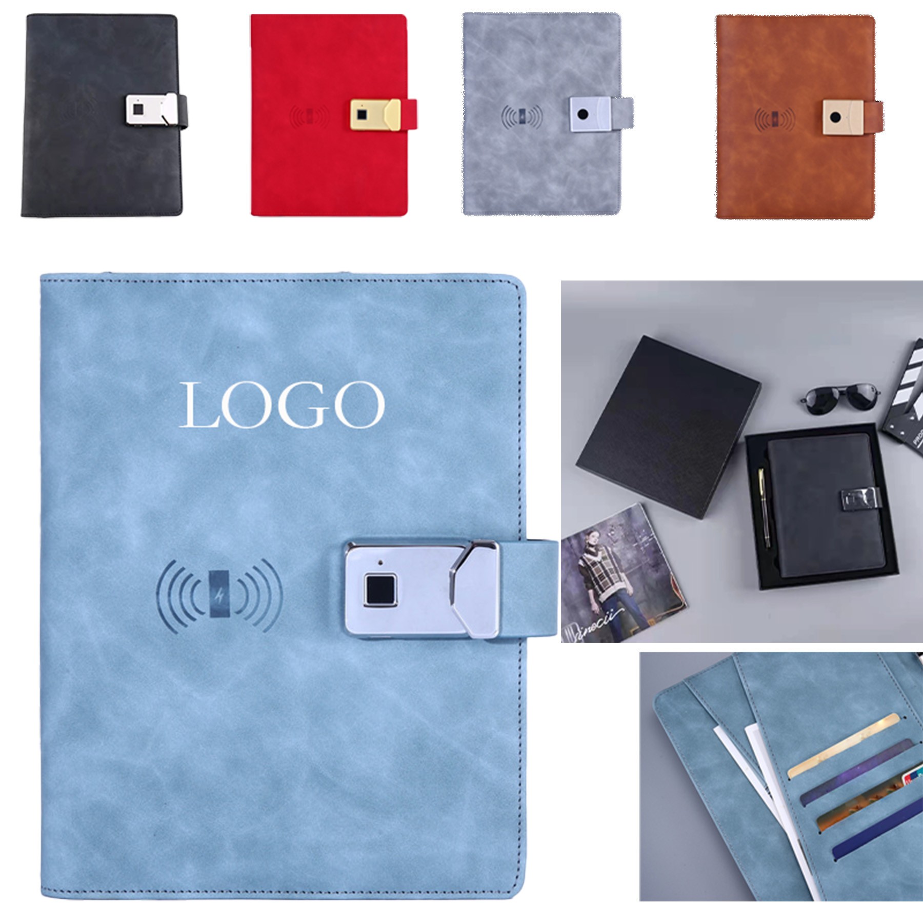 Usb-Charged Fingerprint Lock Notebook