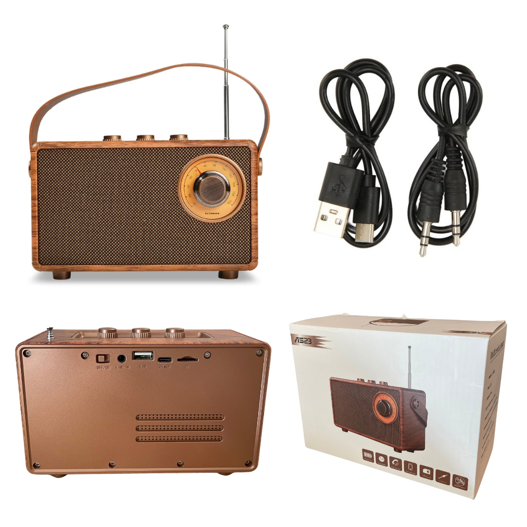 SonicWave Retro Bluetooth Speaker with USB, TF Card, AUX & FM Radio 11