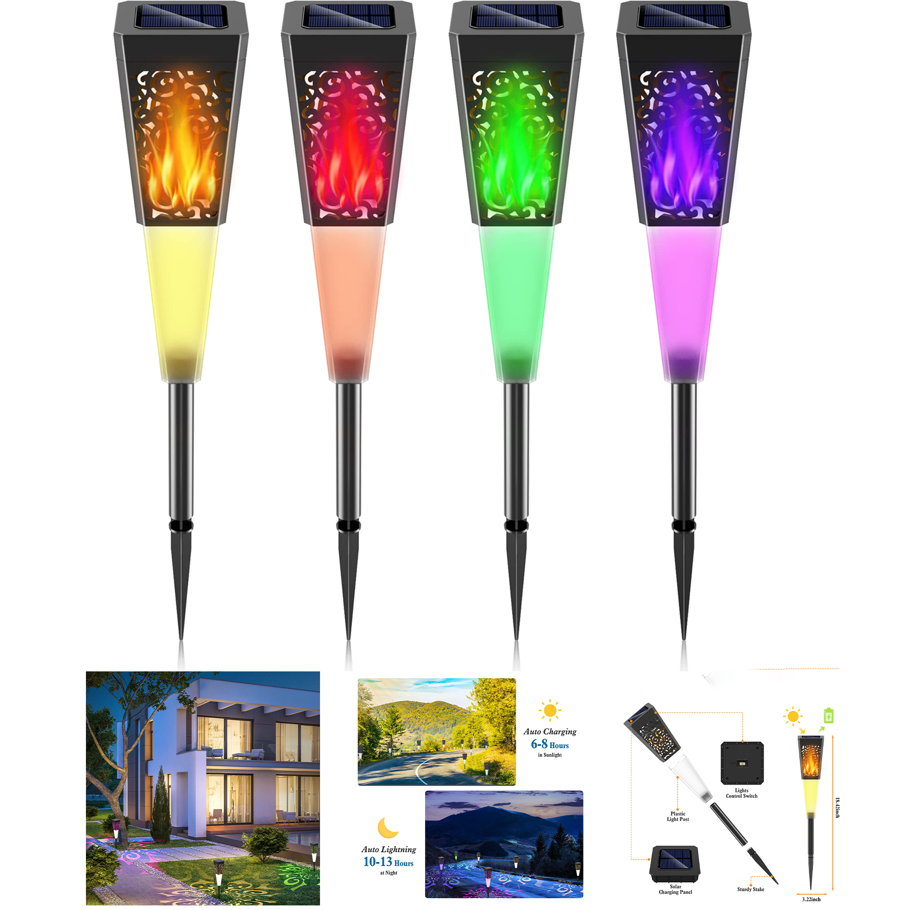 Color Changing Warm White Solar Outdoor Lights 2