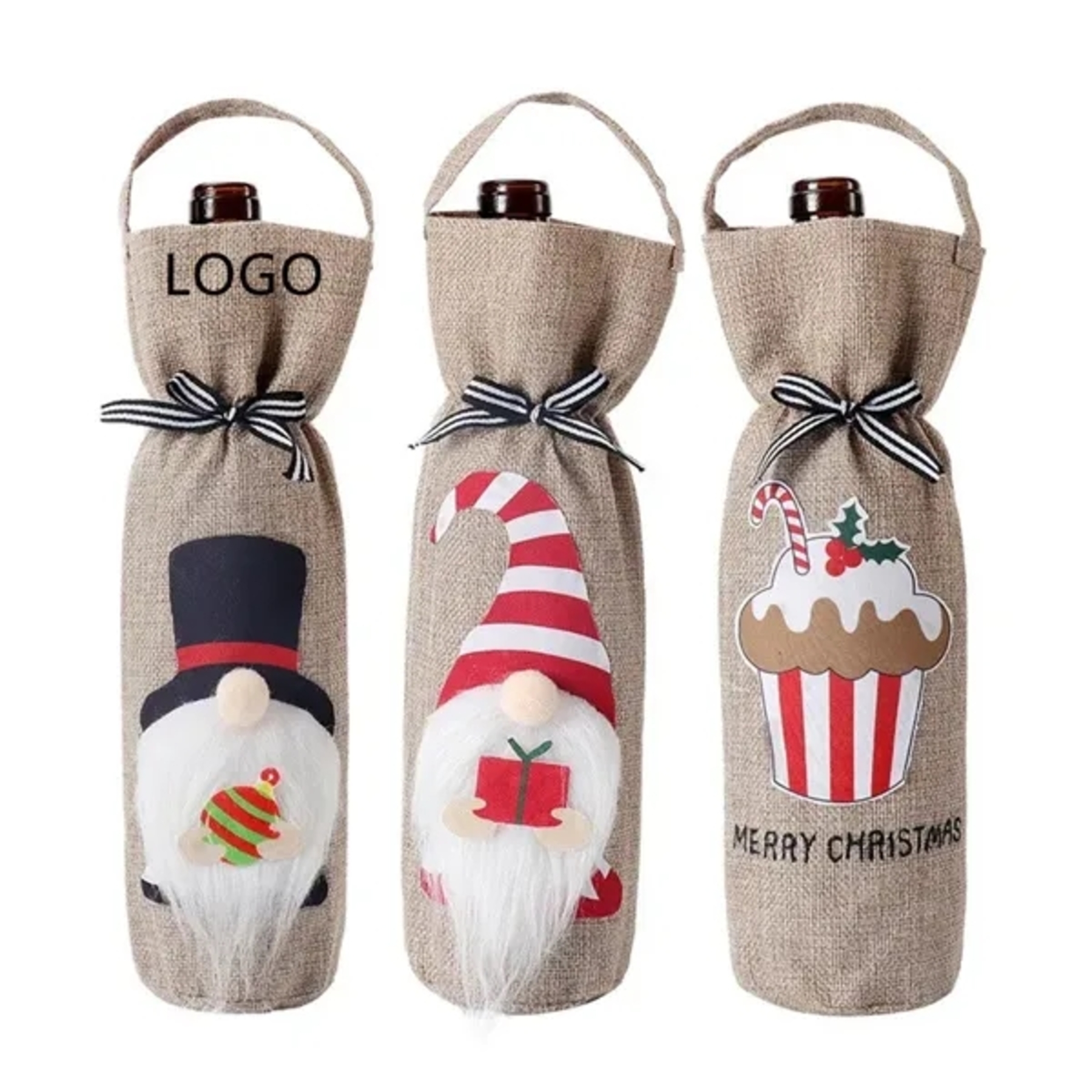 Christmas Wine Bottle Gift Bag with Handle 2
