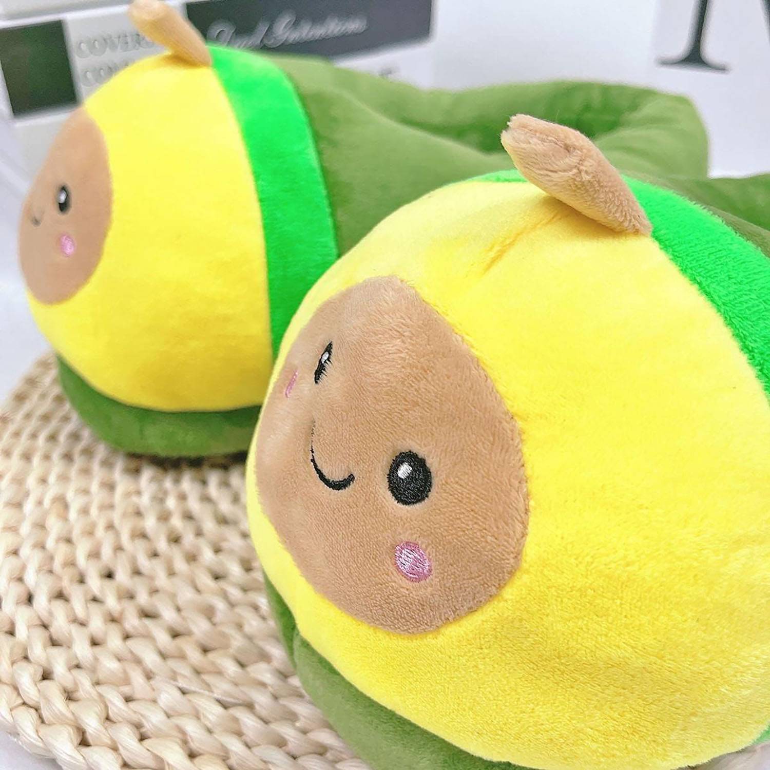 Cartoon Avocado Plush Slippers House Shoes 5