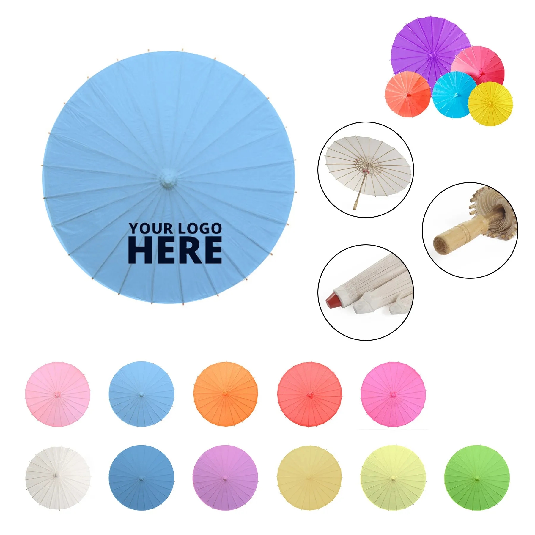 DIY Blank Paper Umbrella With Wooden Handle 11
