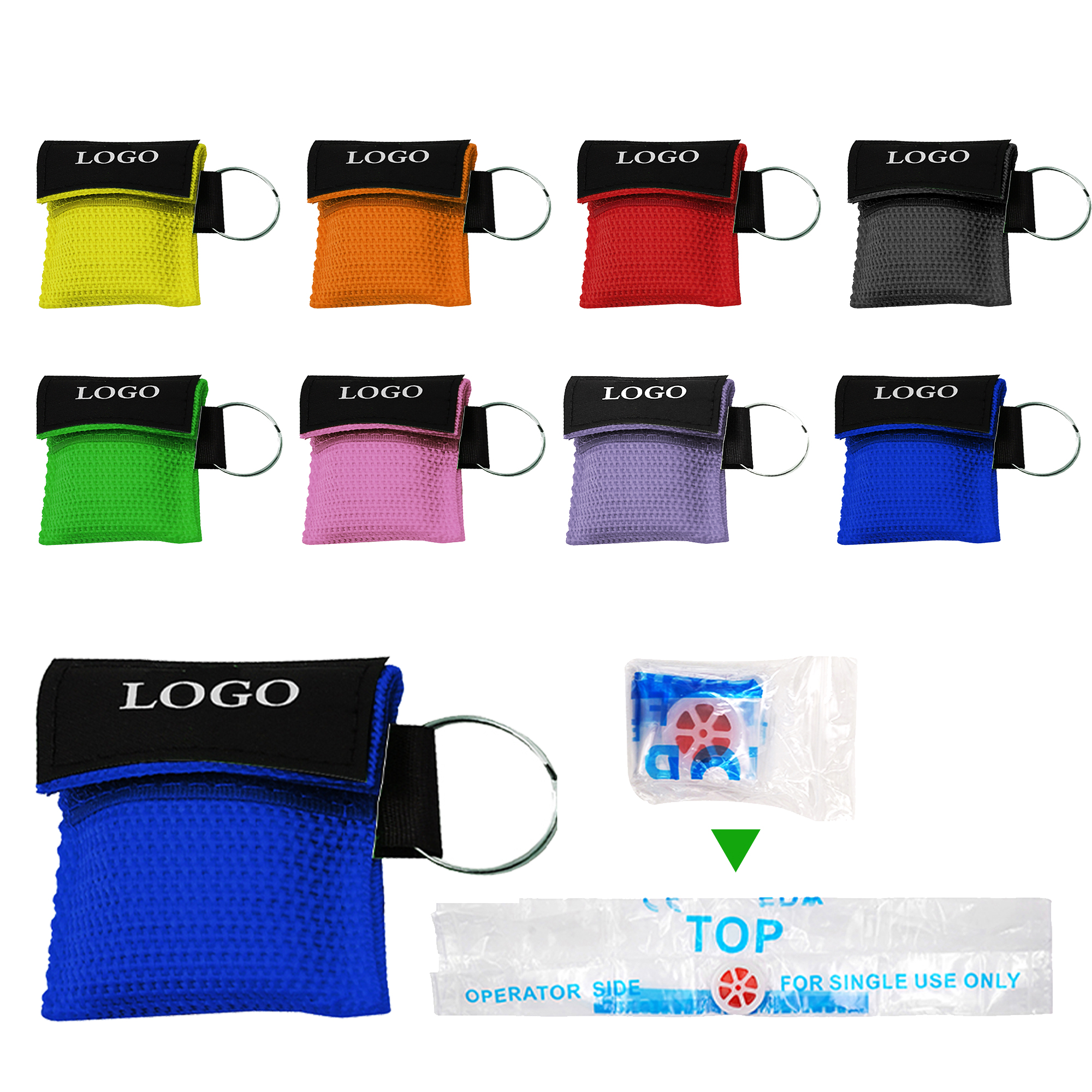 Custom CPR Face Shield Mask W/ Pouch Keychain 4