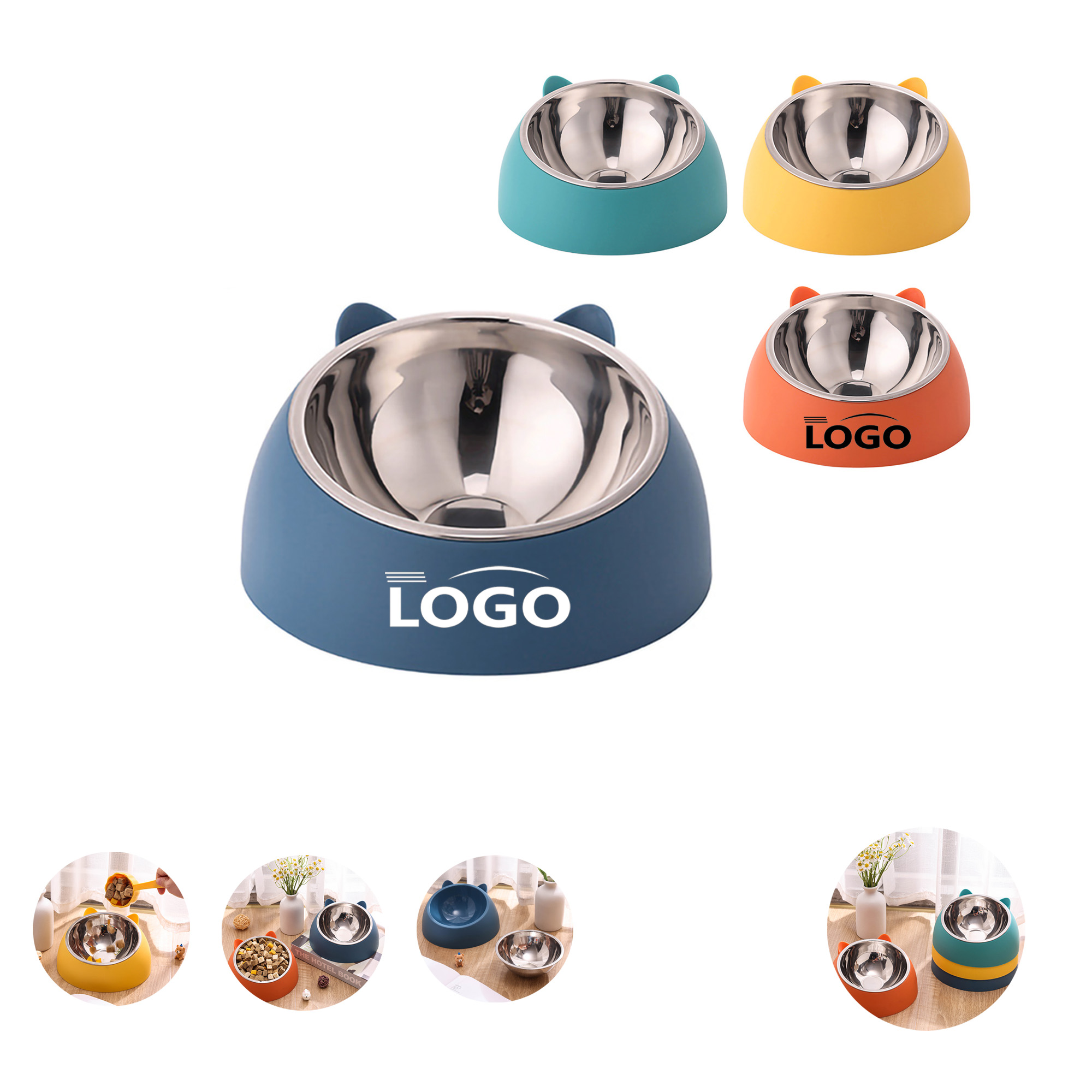 MOQ20 Pet Food Scoop Neck Protection Cat Dog Bowls 3