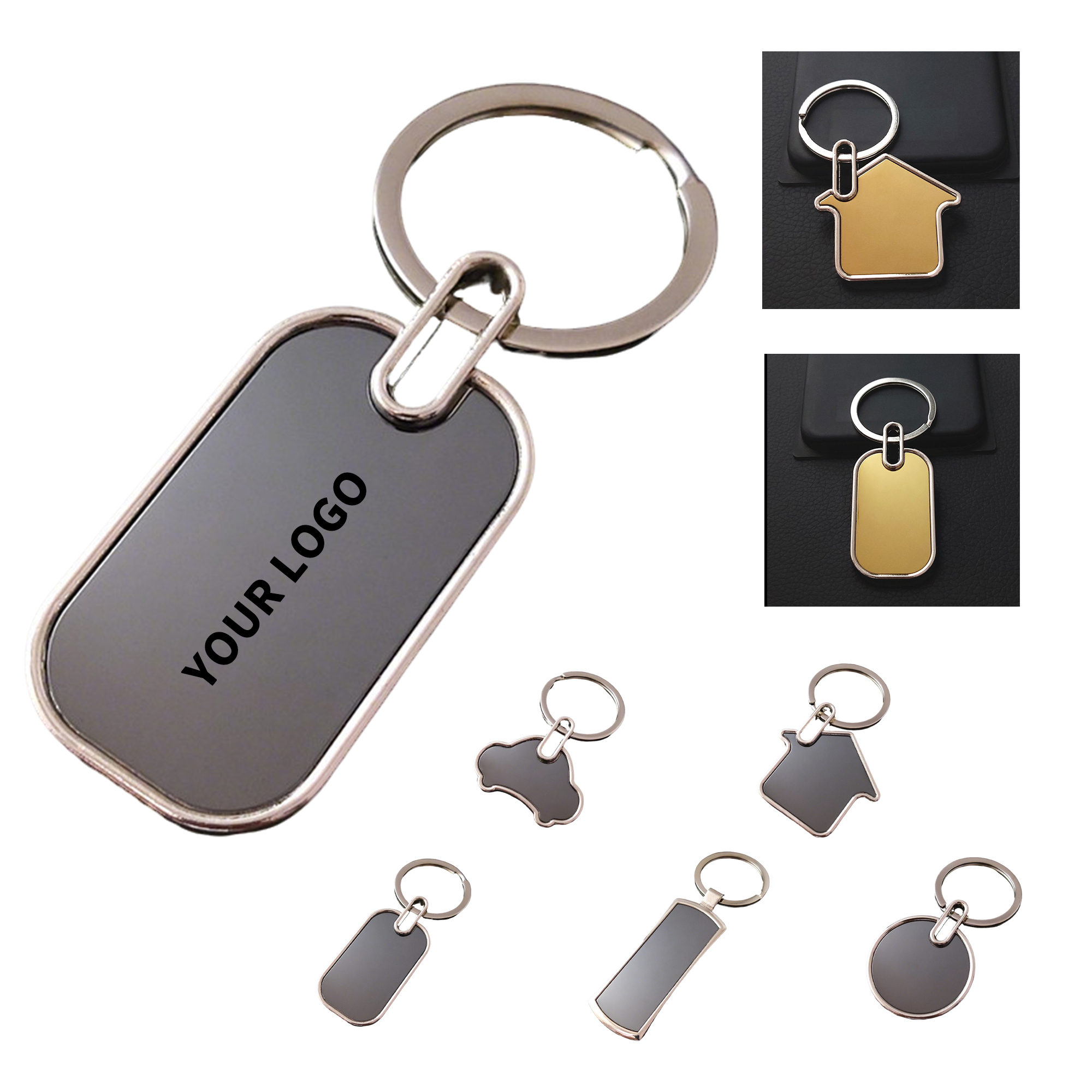Polished Chrome Key Ring 2.79" Length X 1.45" Width 6