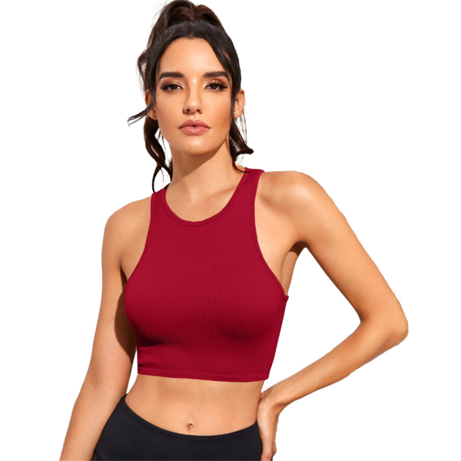 Womens Ribbed Longline Sports Bra 11