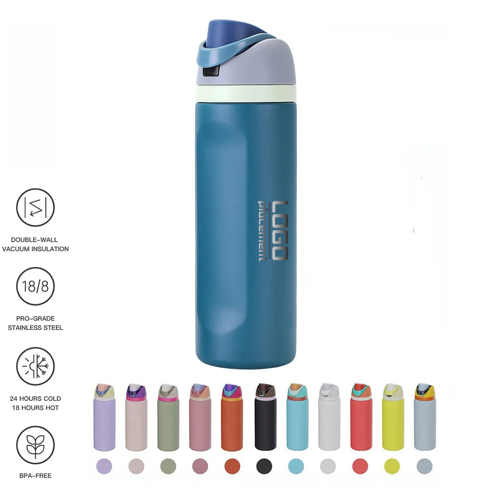 24oz Insulation Water Bottle W/Straw