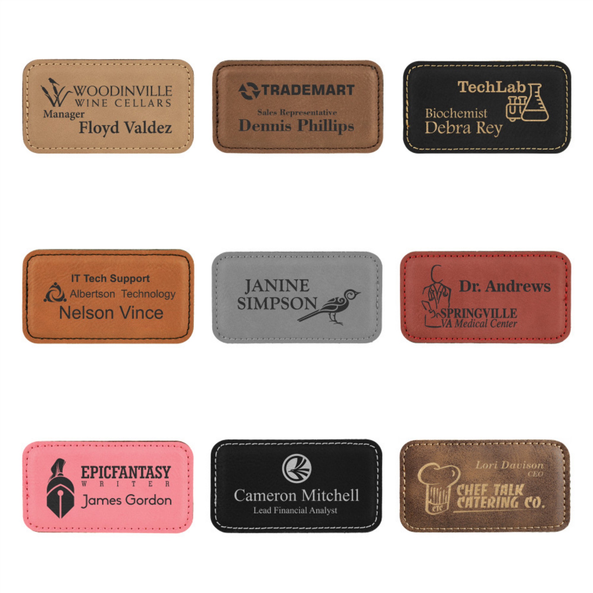 Rectangular Leather Name Tag