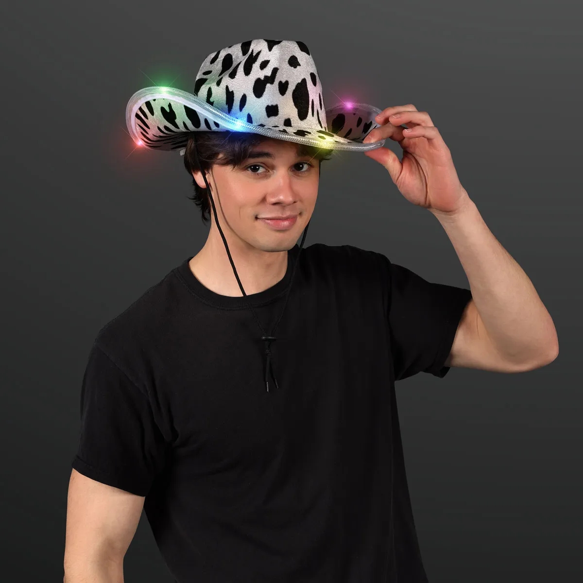 LED Cow Print Hat, Color-Change Cowgirl Hats 2