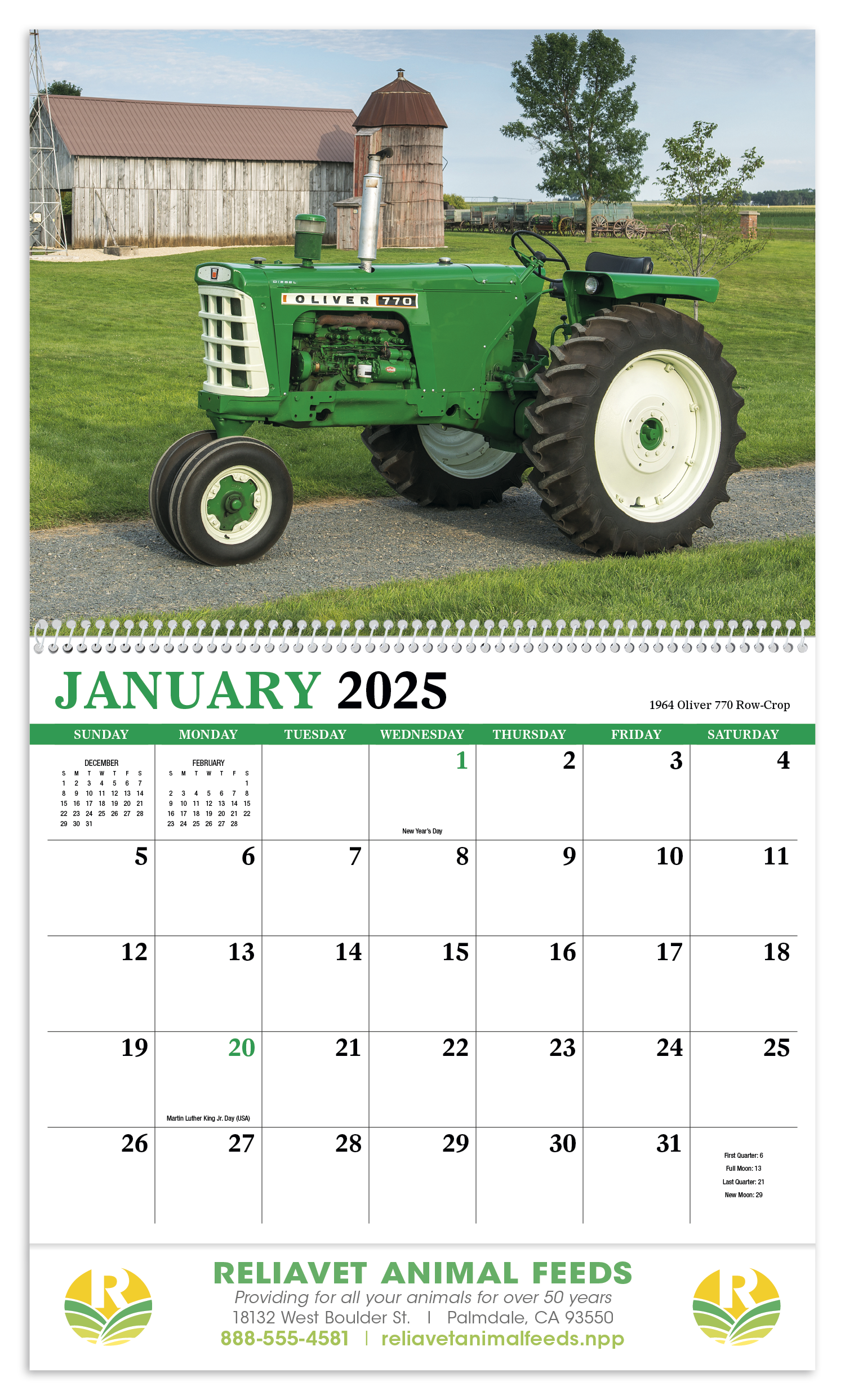 HotLine® Products Vintage Tractors Appointment Calendar - Spiral 24