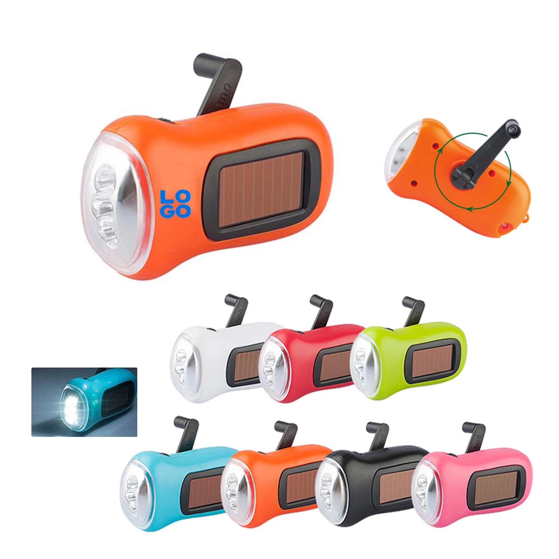 Solar Hand Crank Generator Flashlight 3