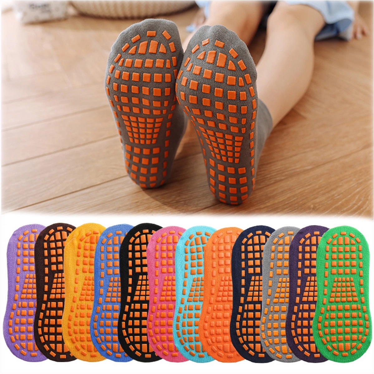 Non Slip Skid Yoga Socks with Grips 2