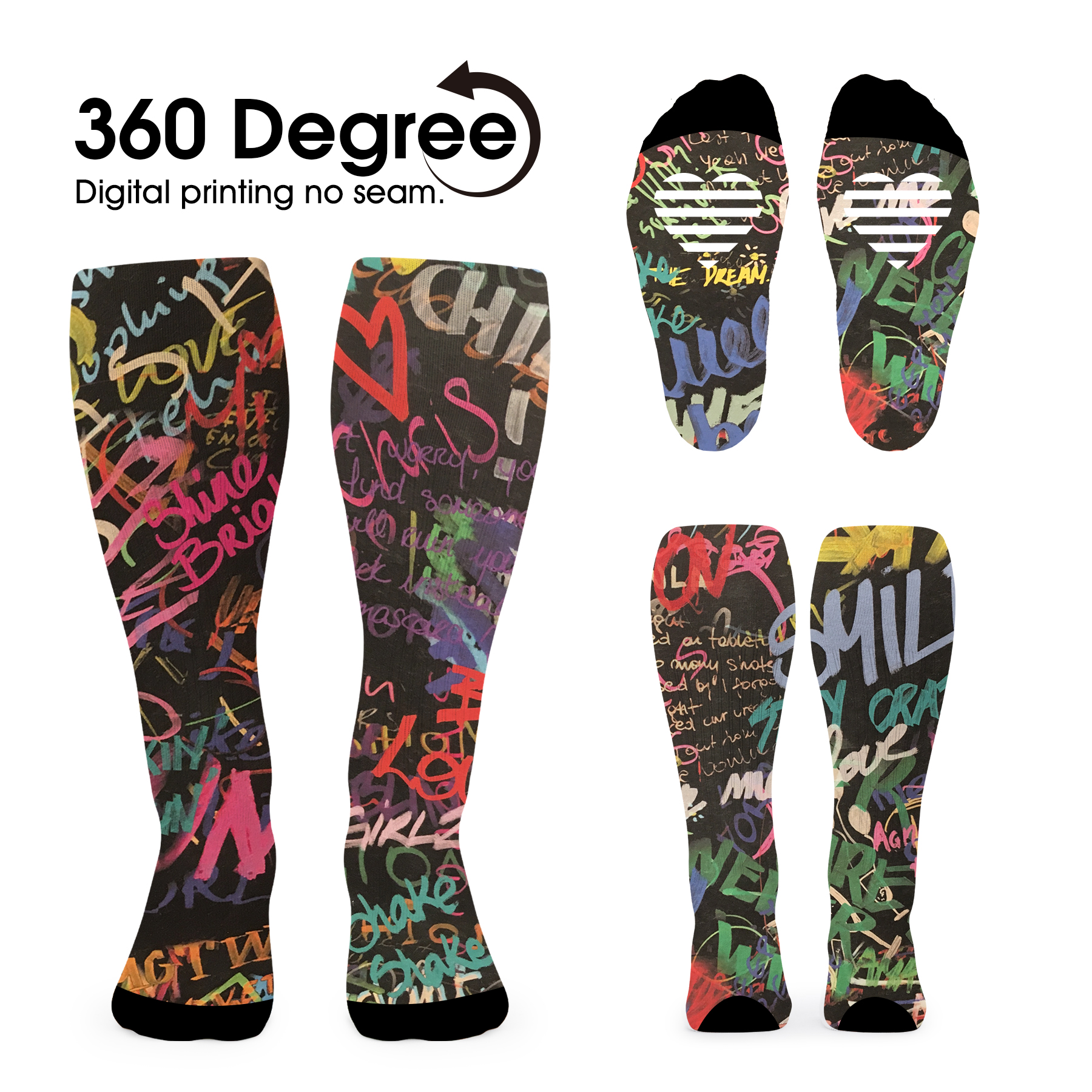Free Shipping Seamless Full Color 360 degree Printing Socks 7