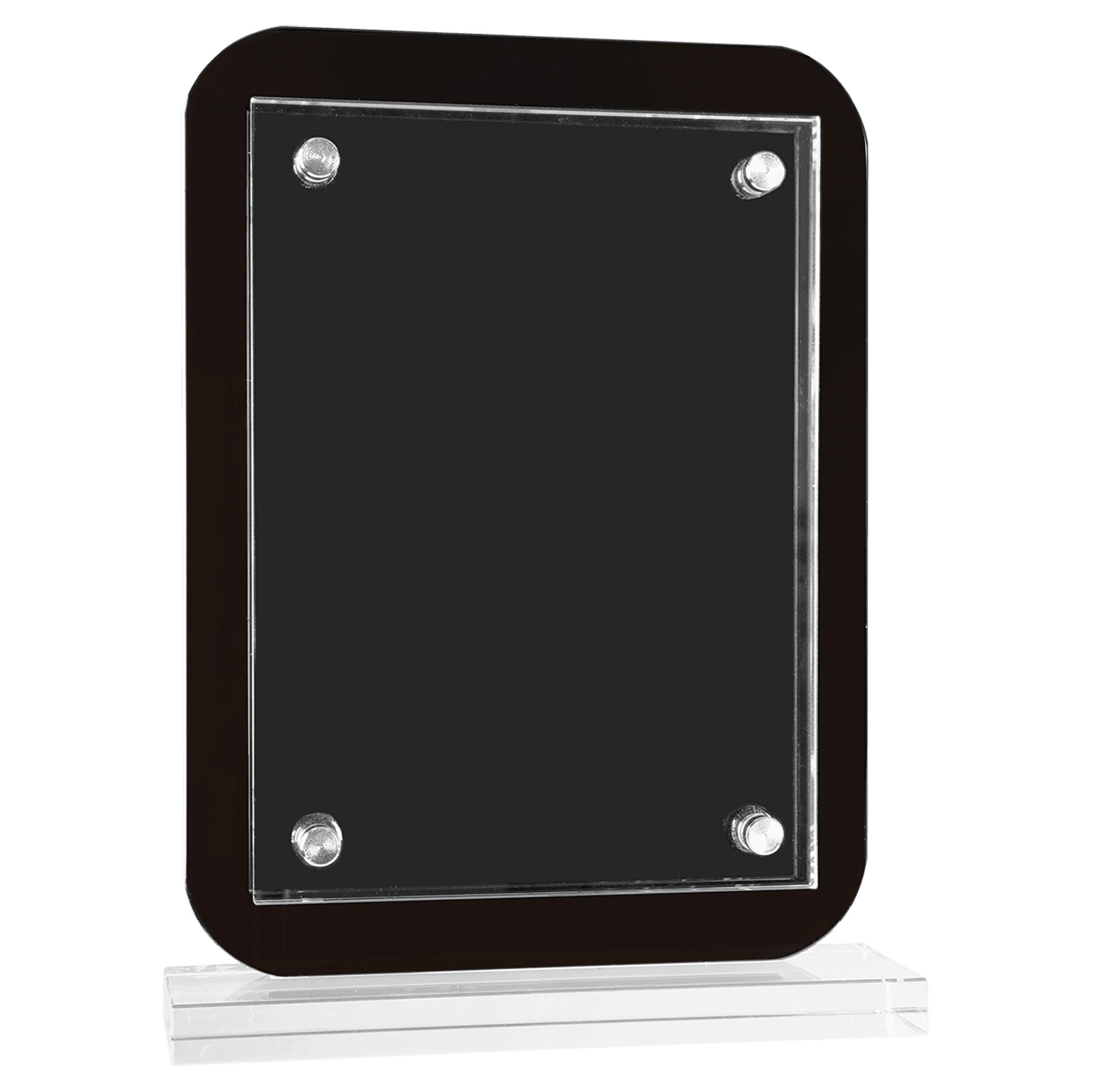7 1/2" x 10" Black Floating Glass Standup Plaque 3