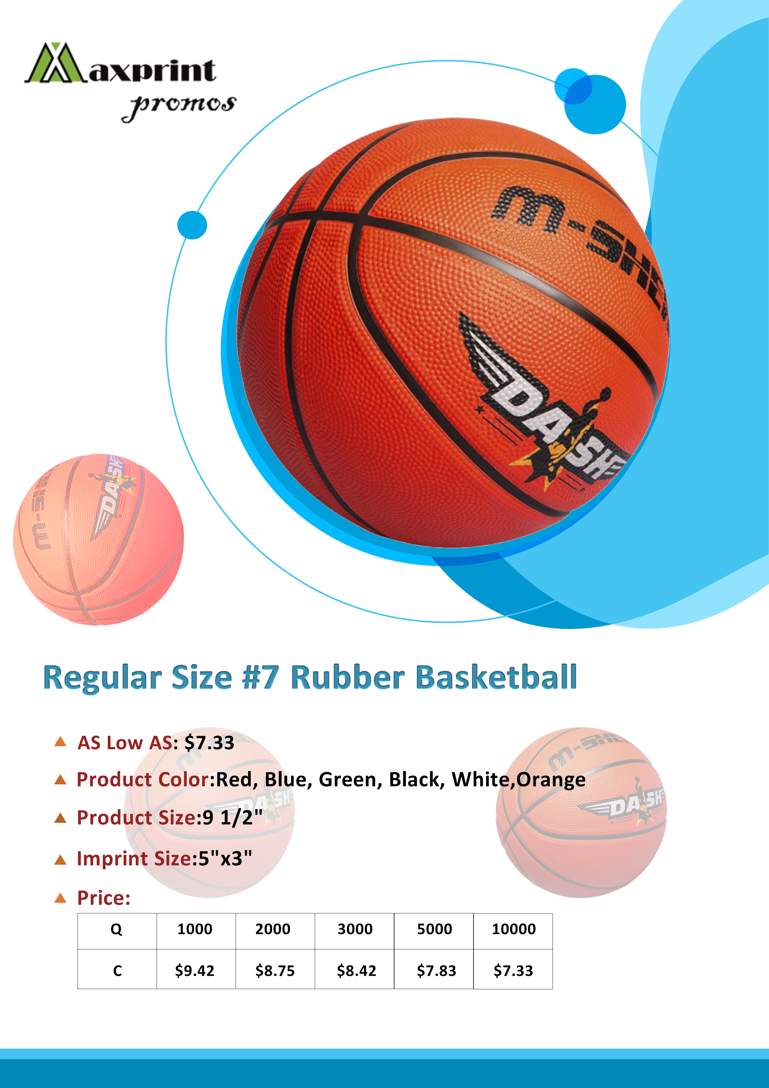 Regular size #7 rubber basketball 1