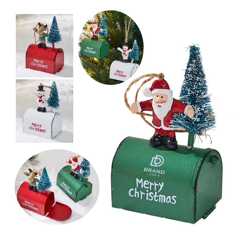 Christmas Ironwork Decorated Small House Mailbox 4