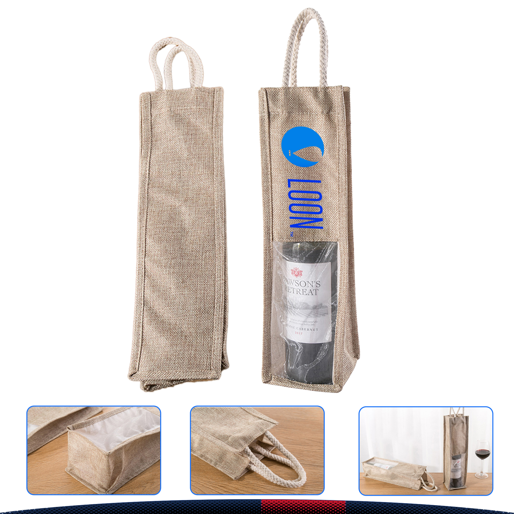 Mohito Wine Bottle Bag, custom tote bag with logo imprint 2