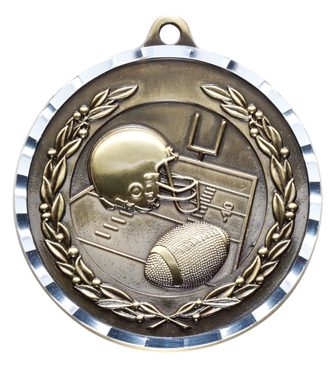2" Football Diamond Cut Medal 2