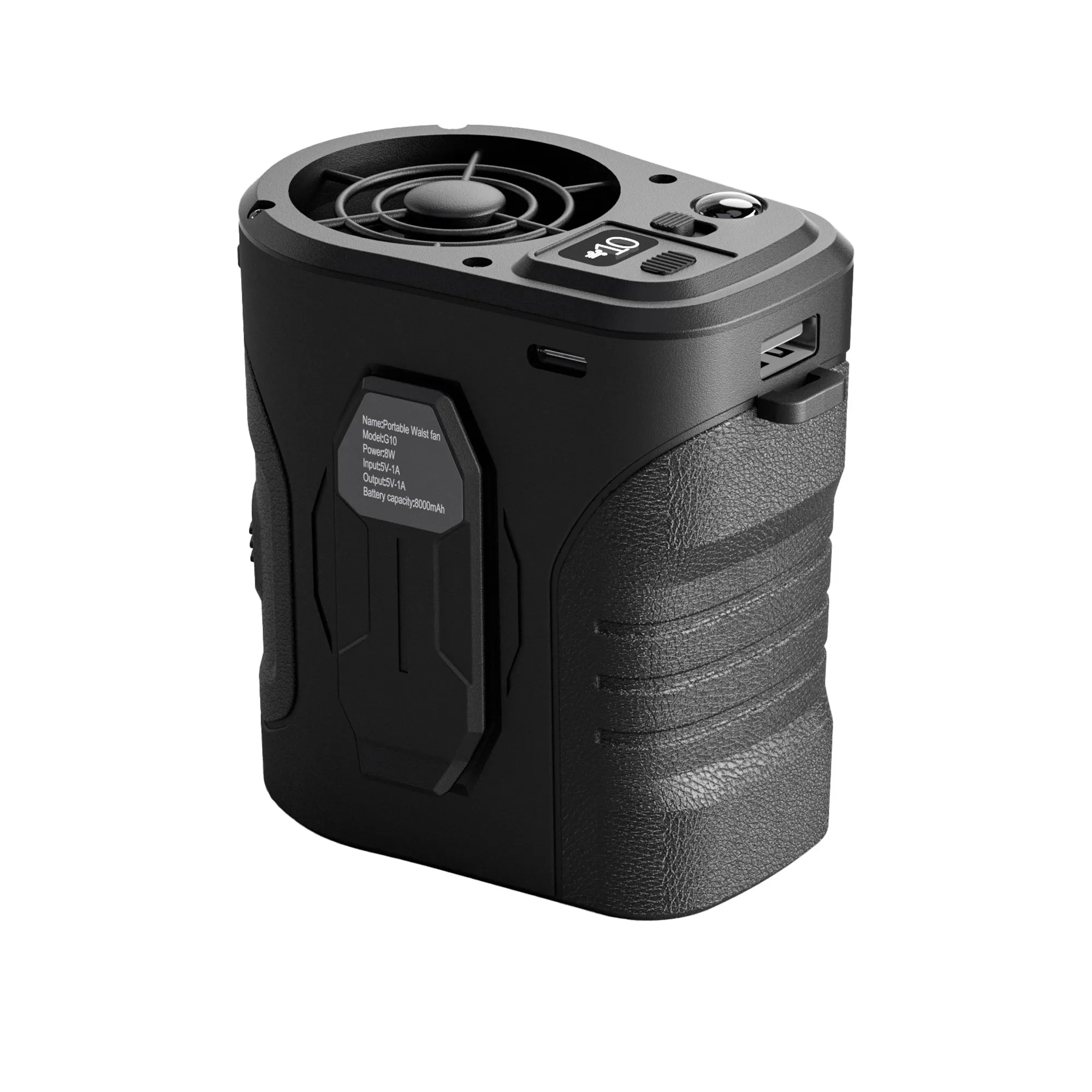 10000mAh Portable Flashlight Power Bank Mini Waist Fan 3