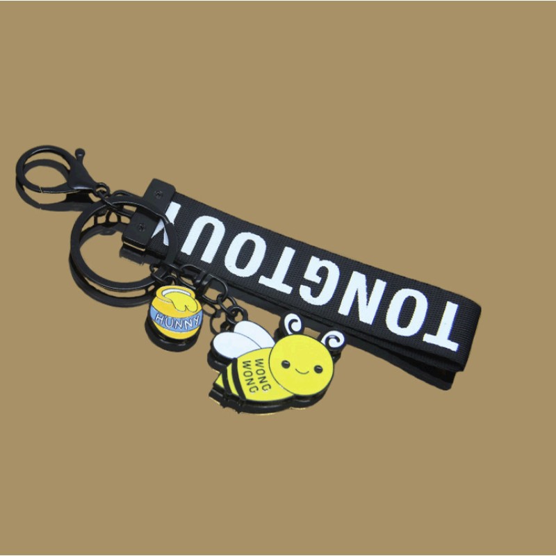 Creative Honeybee Shape Metal Key Chain with Wristband 6