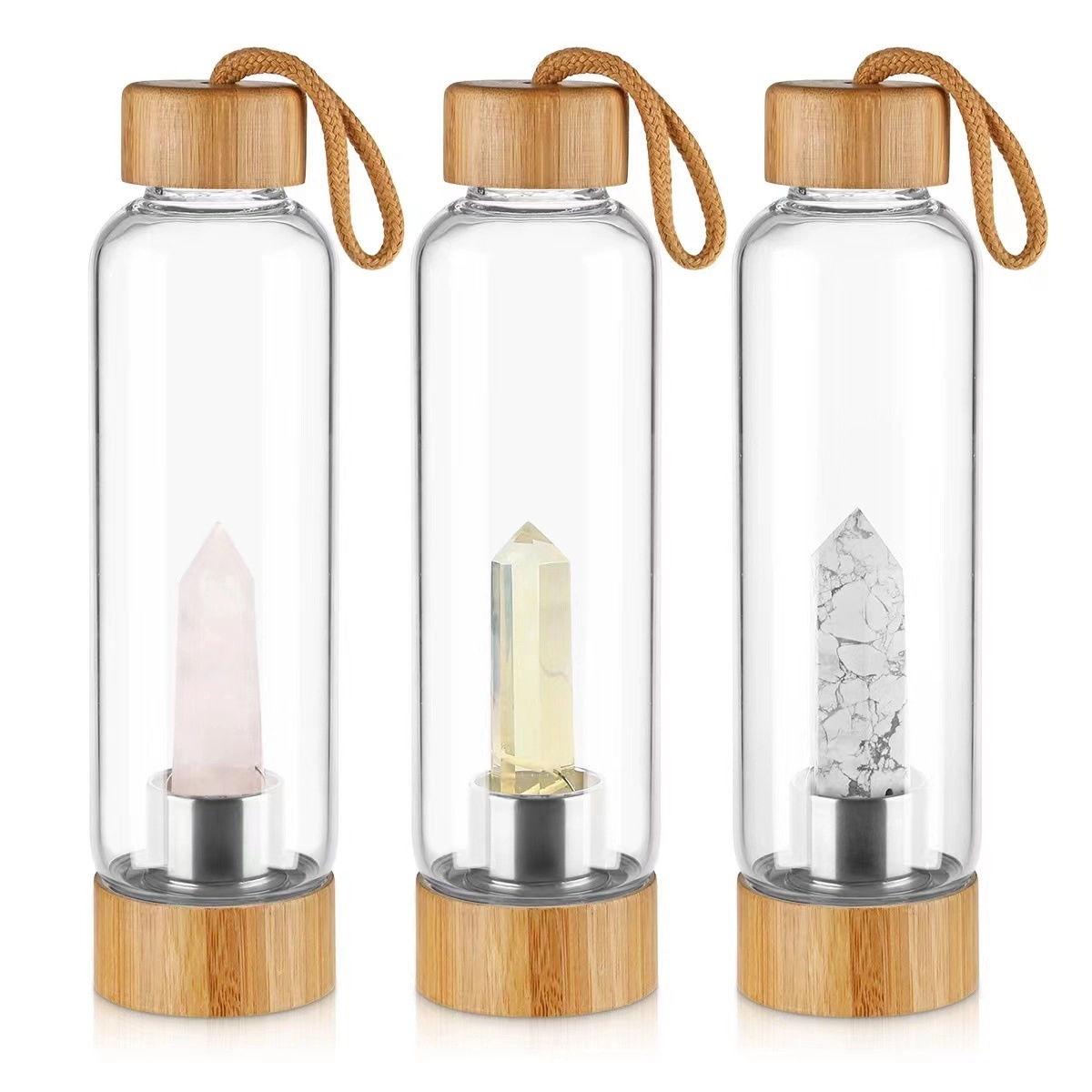 Glass Water Bottle With Bamboo Lid 8