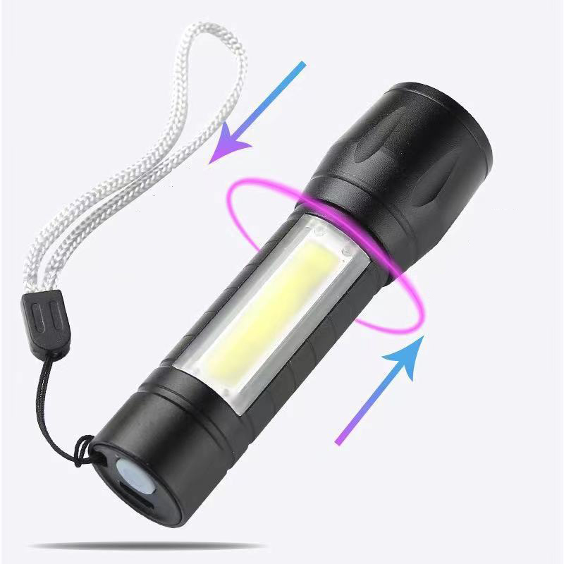 USB Rechargeable LED Flashlight w/COB Side Lights 2