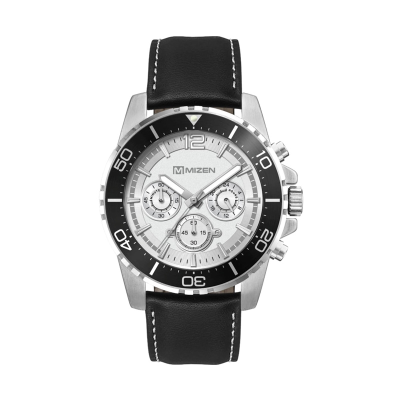 44MM, SILVER METAL CASE, BK BEZEL, CHRONO MVT