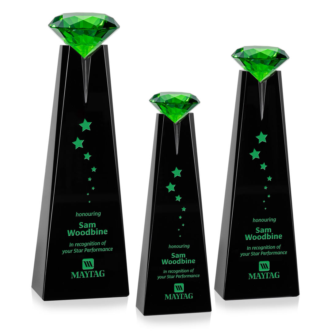 Alicia Gemstone Award - Black/Emerald