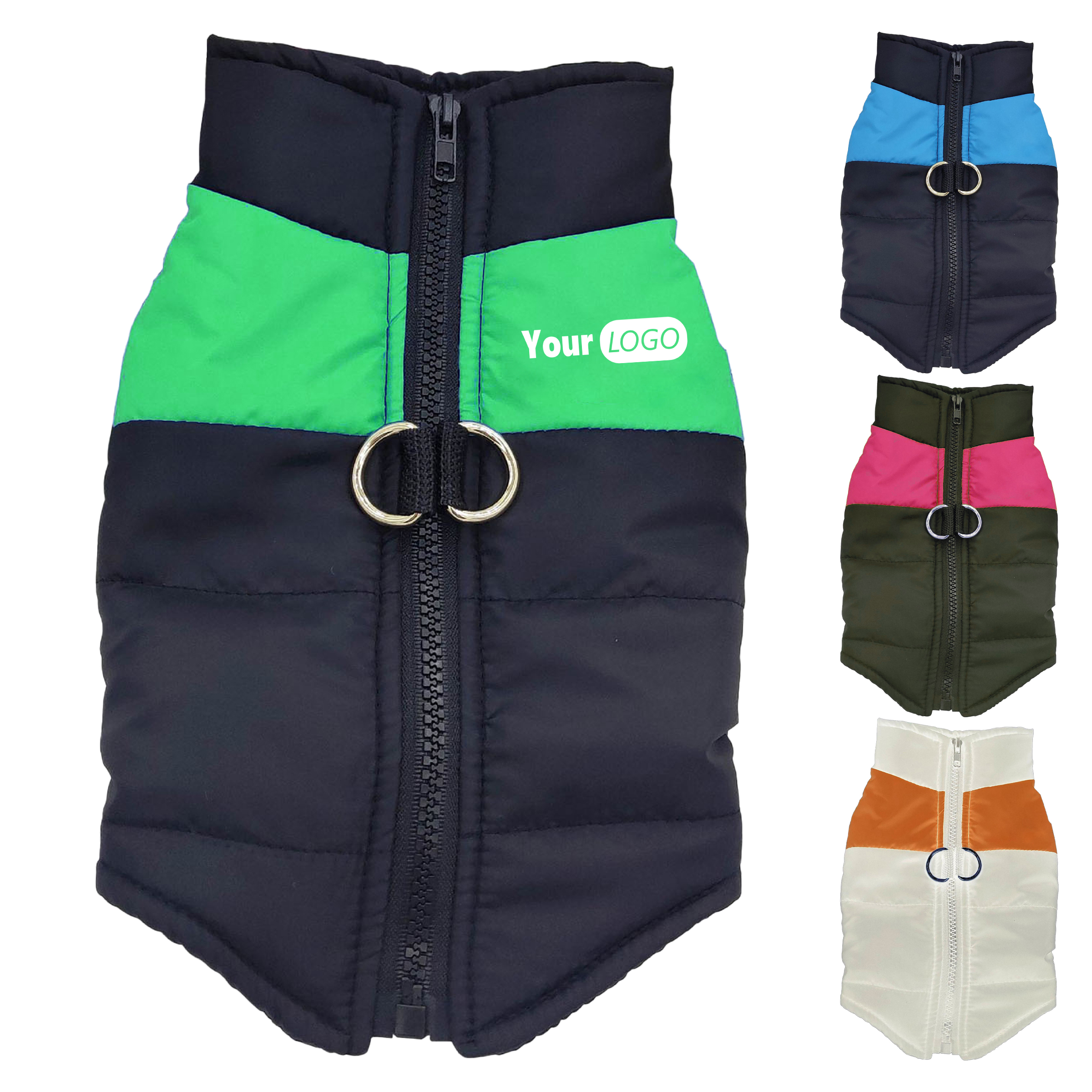 Cotton Stylish And Warm Pet Jacket With Zipper And D-Ring Design 1