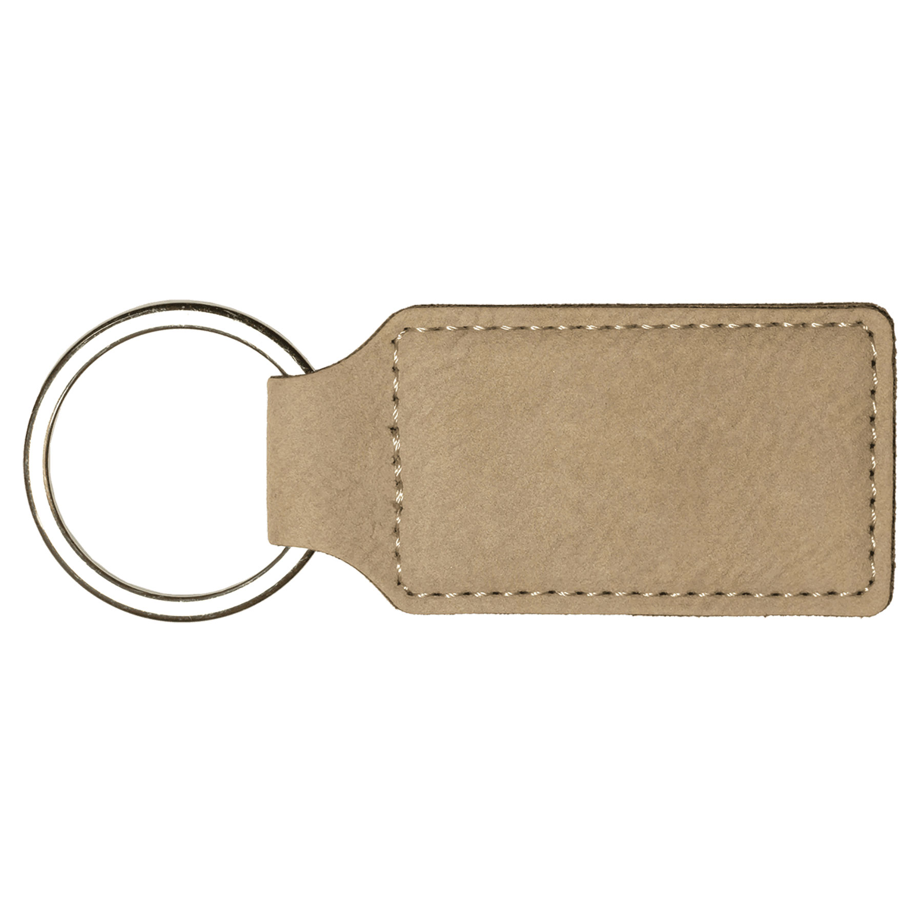 Light Brown Leatherette Rectangle Keychain 3