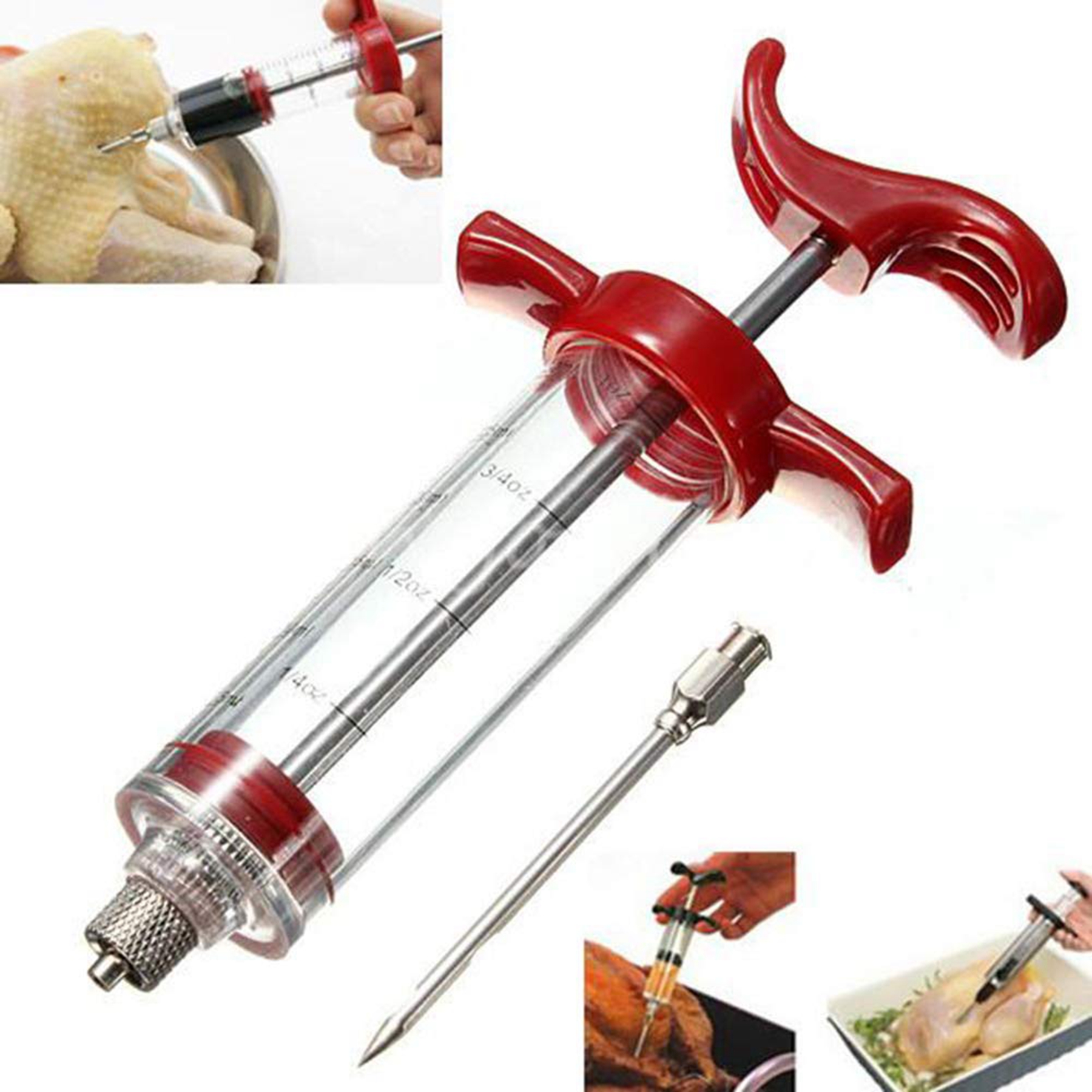 Plastic Marinade Injector Syringe with Screw-on Meat Needle for BBQ Grill 2