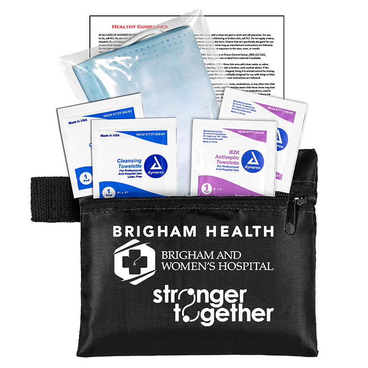"Europa" 5 Piece Kit with 3-Ply Mask & Antiseptic Wipes in Zipper Pouch 16