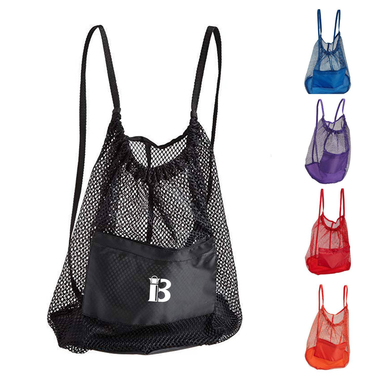 Nylon Mesh Drawstring Gym & SportsBackpack W/ Zipper Pocket 7
