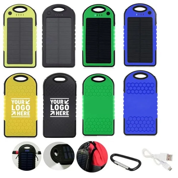 4000mAh Outdoor Solar Rechargeable Powerbank with Carabiner 3
