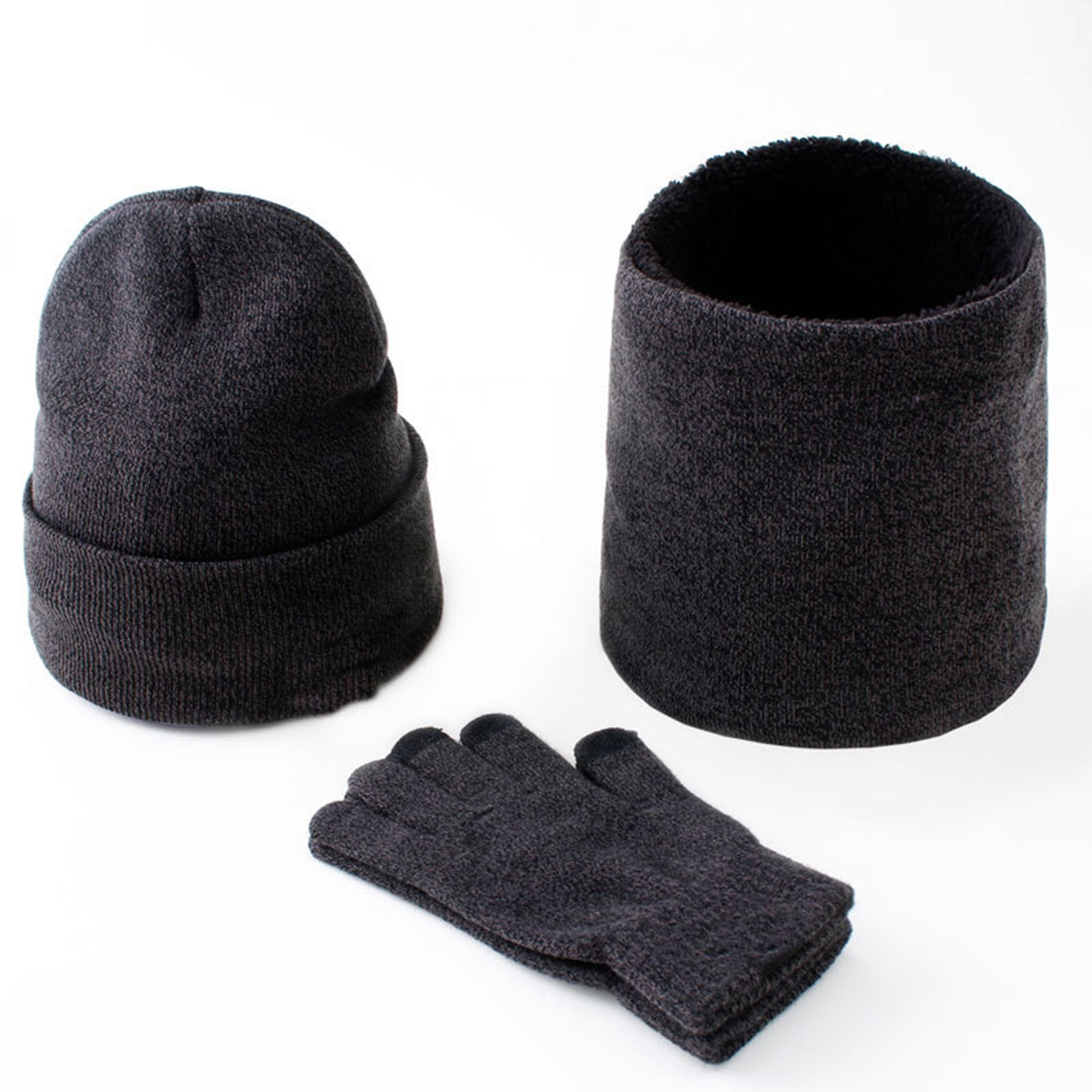 3PCS Winter Beanie Neck Gaiter Gloves Set 8