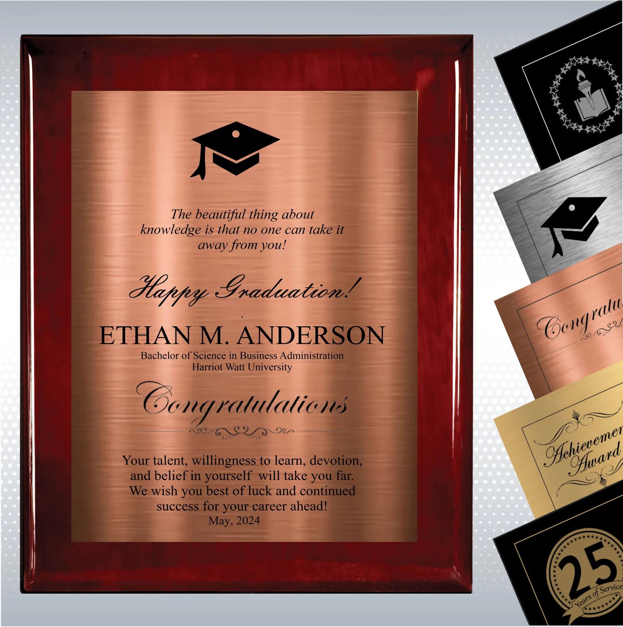 Rosewood Piano Graduation Gift Plaque 2