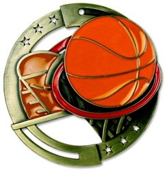 Basketball M3XL Die Cast Medal - 2-3/4" 2