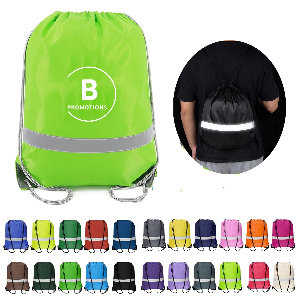 String Bags with Reflective Stripe 2