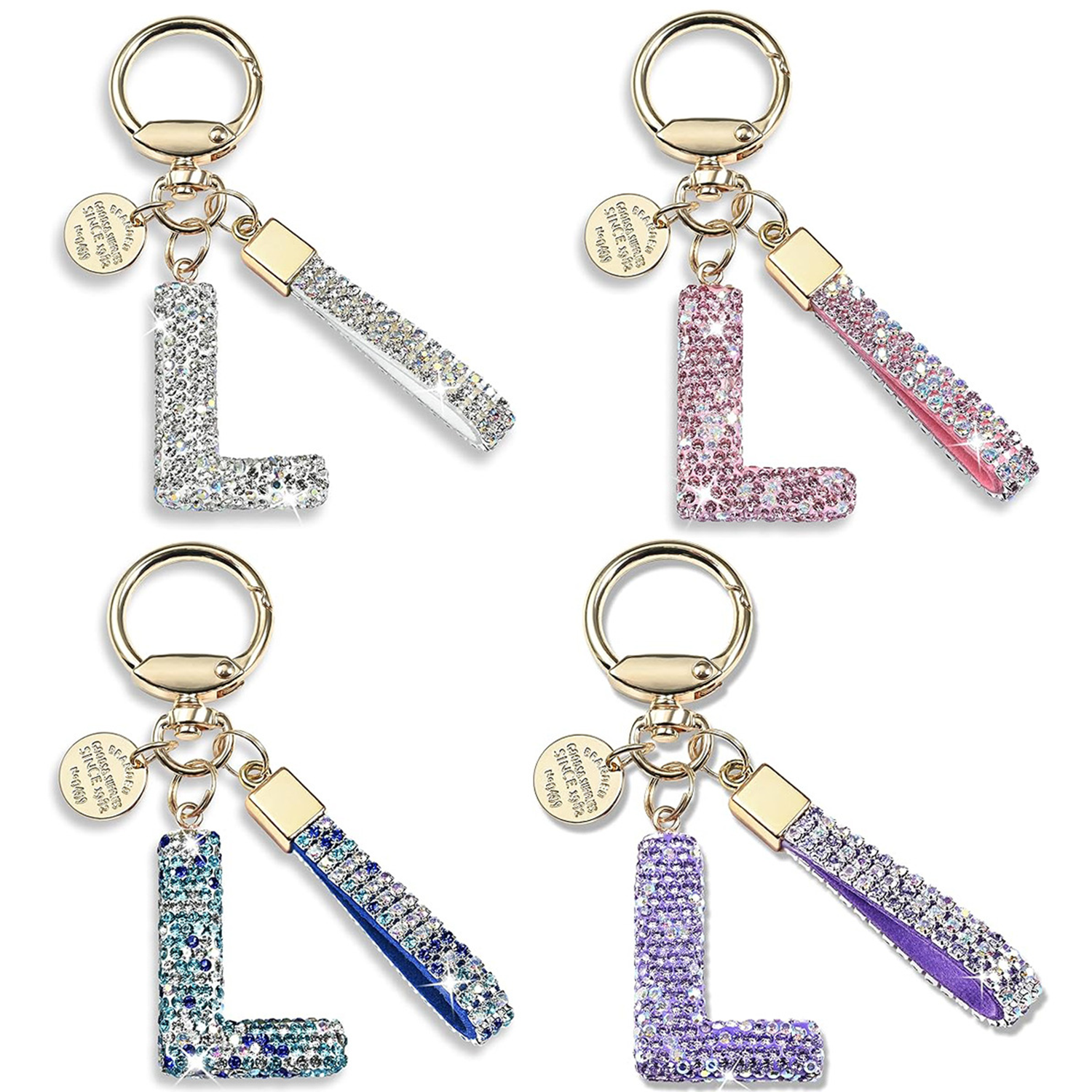 Sparkly Initial Letter Alloy Keychain 8