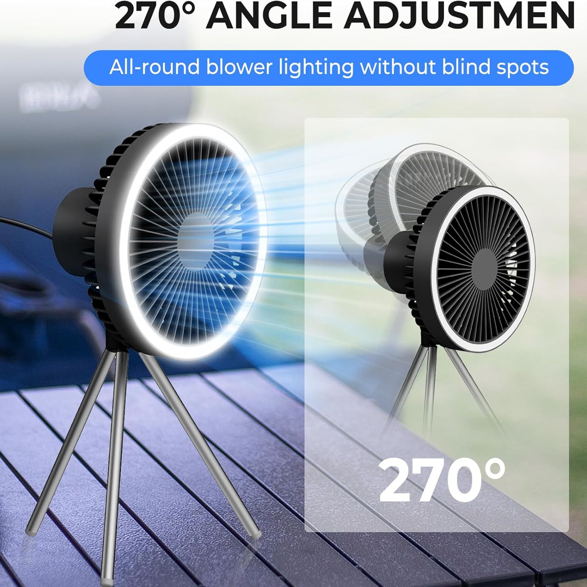 Camping Fan With LED Lantern 6