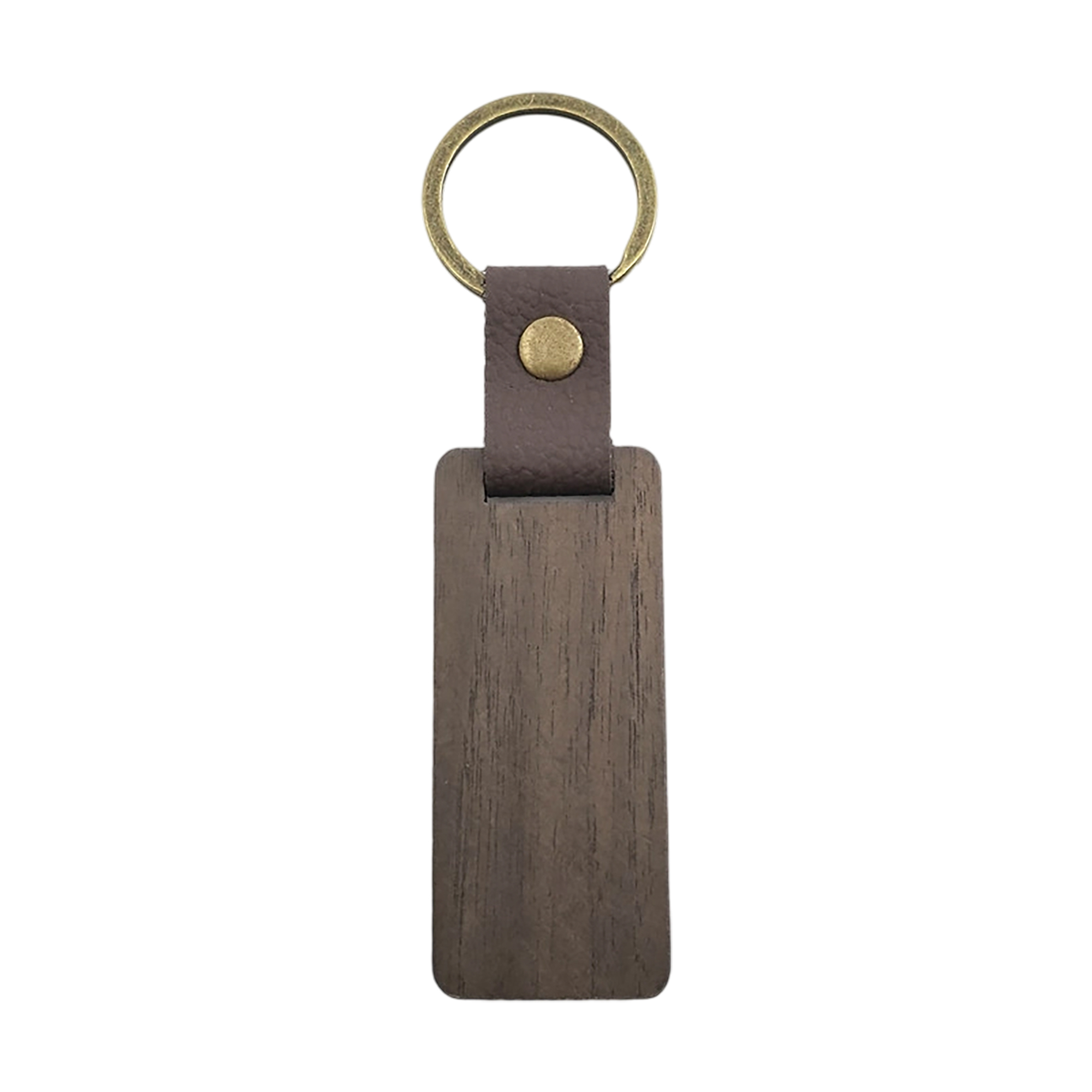 Leather Strap Wood Accent Key Ring Walnut Beech Or Bamboo 4.5" By 1.1" 7