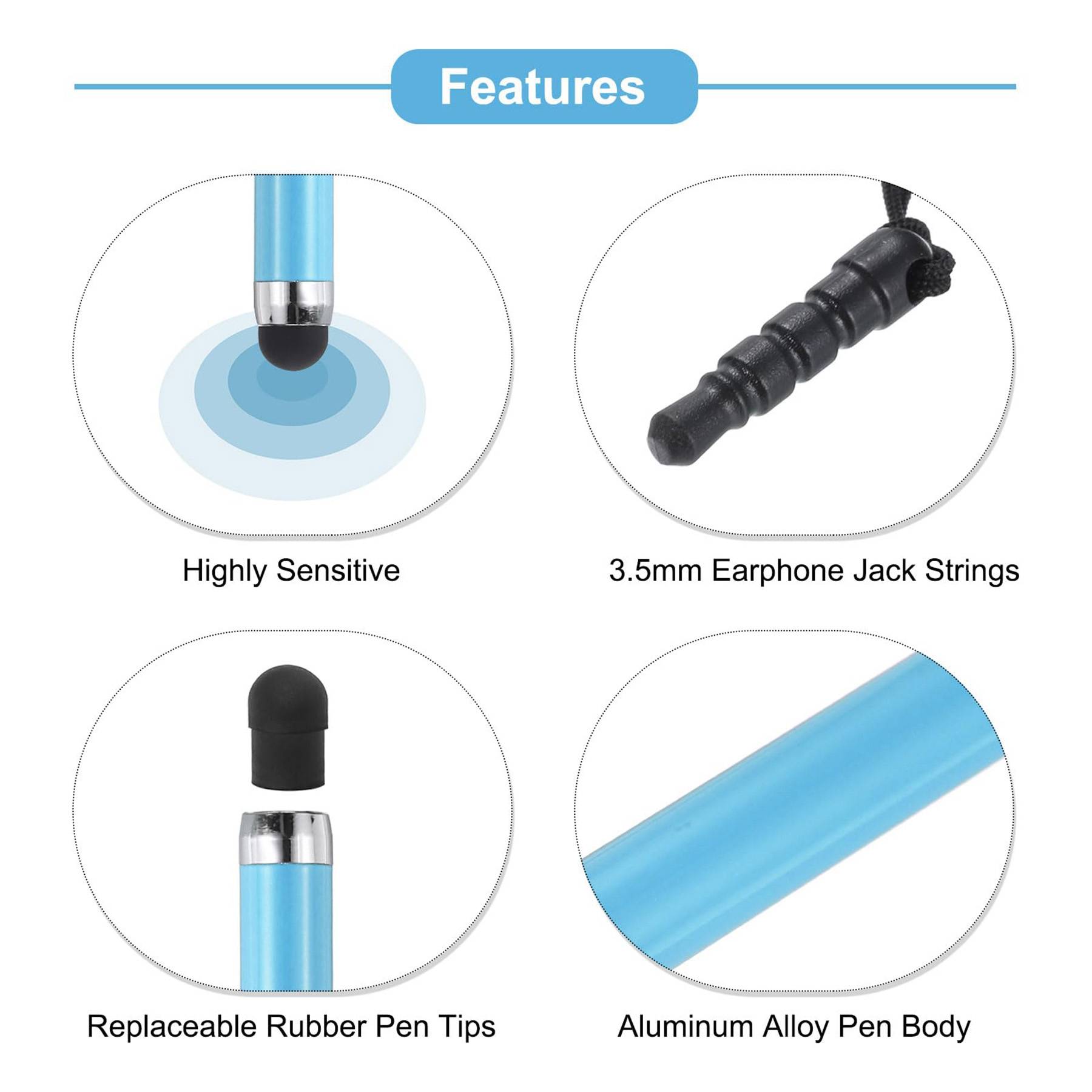 Metallic Stylus Retractable Alloy Mini Capacitive Pen 6