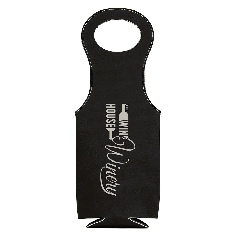 Black/Silver Leatherette Wine Bag 2