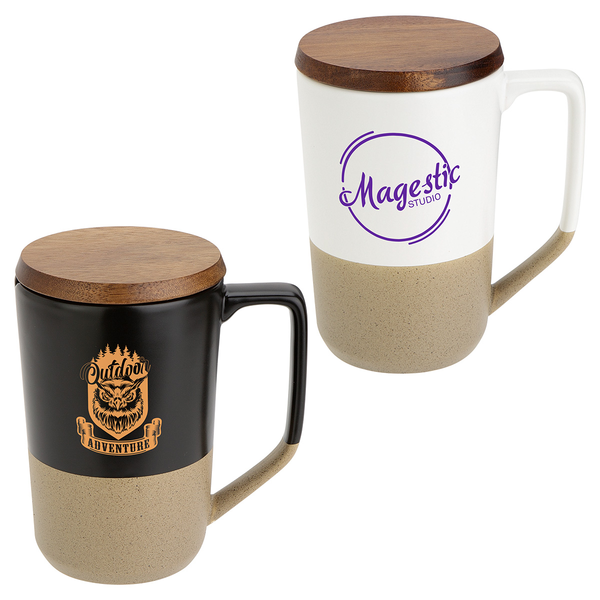 Bellaria 15 oz Ceramic Mug with Wood Lid 6