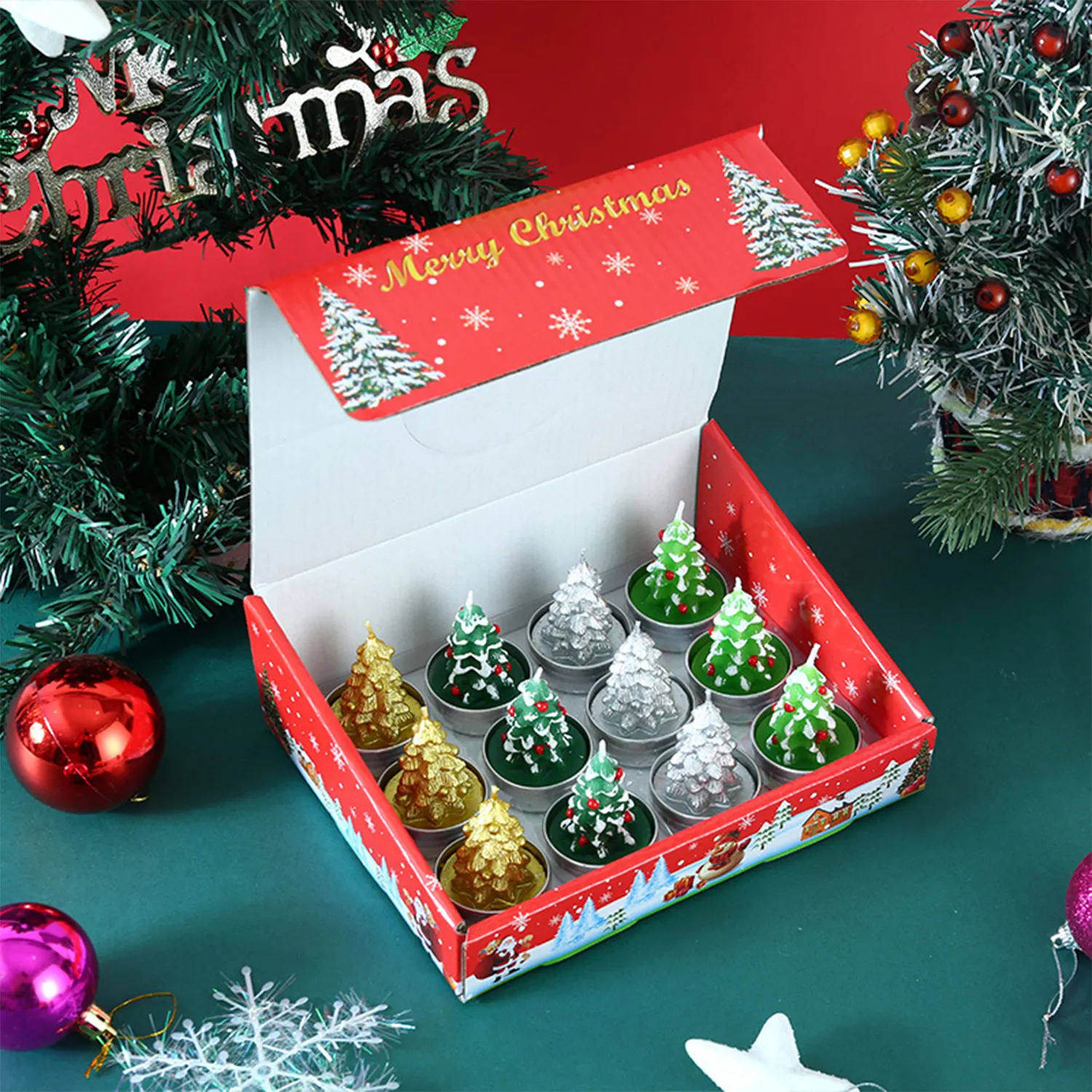12 Pieces Christmas Taper Candles 5
